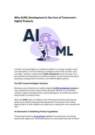 Advanced AI/ML Development Service for Innovation