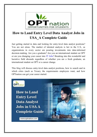 How to Land Entry-Level Data Analyst Jobs in the USA