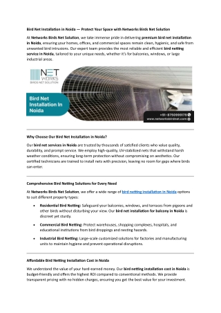 Bird Net Installation in Noida