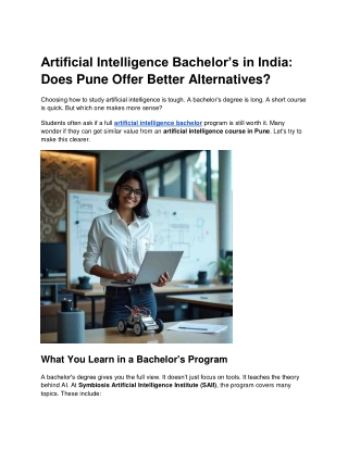 Artificial Intelligence Bachelor’s in India: Does Pune Offer Better Alternatives