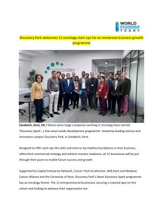 Discovery Park welcomes 11 oncology start-ups for an immersive business growth