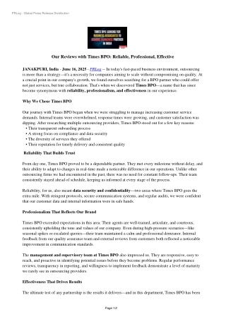 Our Reviews with Times BPO: Reliable, Professional, Effective