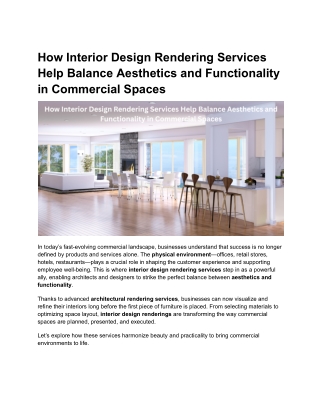How Interior Design Rendering Services Help Balance Aesthetics and Functionality in Commercial Spaces