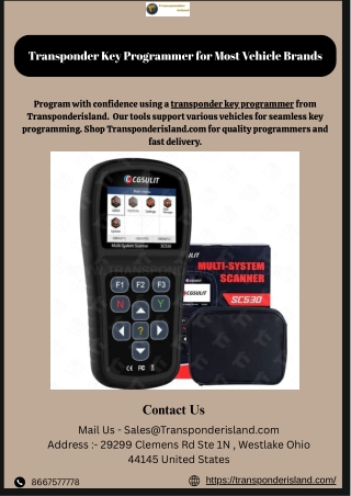 Transponder Key Programmer for Most Vehicle Brands