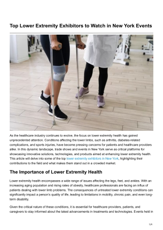 Top Lower Extremity Exhibitors to Watch in New York Events