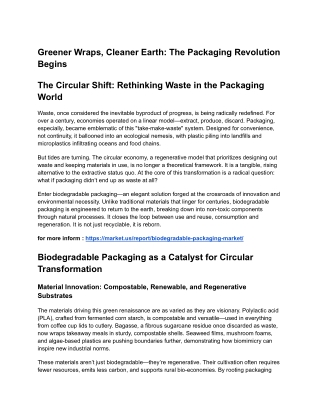 Packaging with Purpose: How Biodegradables Are Changing the Game