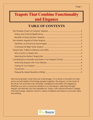 Teapots That Combine Functionality and Elegance