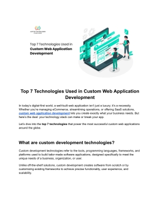 Top 7 Technologies Used in Custom Web Application Development