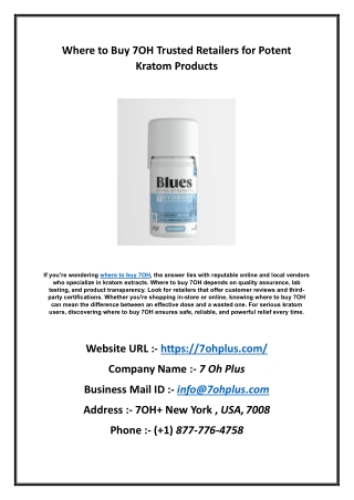 Where to Buy 7OH Trusted Retailers for Potent Kratom Products