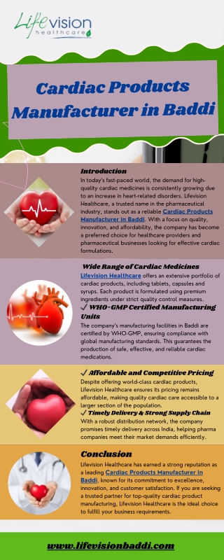 Cardiac Products Manufacturer in Baddi
