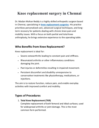 Knee replacement surgery in Chennai