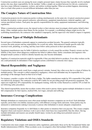 Why Do Construction Accident Cases Often Involve Multiple Defendants?
