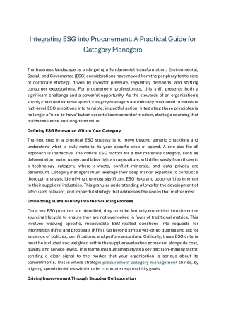 Integrating ESG into Procurement A Practical Guide for Category Managers