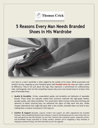 Elevate Your Look with the Best Branded Shoes for Men