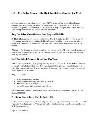 KAII Pre Rolled Cones – The Best Pre Rolled Cones in the USA