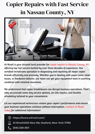 Copier Repairs with Fast Service in Nassau County, NY