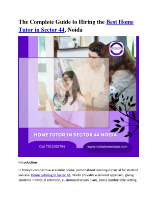Home Tutor in Sector 44 Noida | Noidahometutor