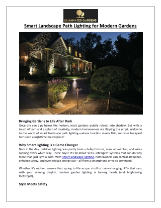 Smart Landscape Path Lighting for Modern Gardens - Illuminated Gardens