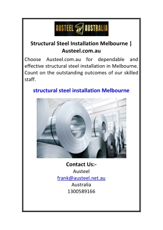 Structural Steel Installation Melbourne Austeel.com.au