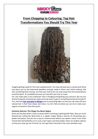 Aesthetica by Nikky Bawa Medisalon - Top Hair Transformations 2025
