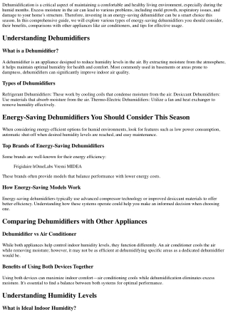 Energy-Saving Dehumidifiers You Should Consider This Season