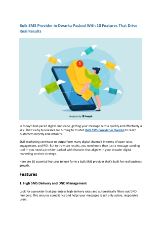 Bulk SMS Provider in Dwarka Packed With 10 Features That Drive Real Results