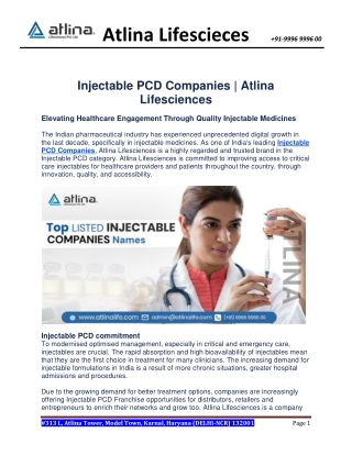 Injectable PCD Companies