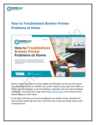 How to Troubleshoot Brother Printer Problems at Home