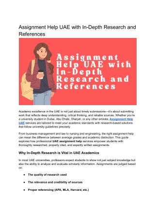 Assignment Help UAE with In-Depth Research and References