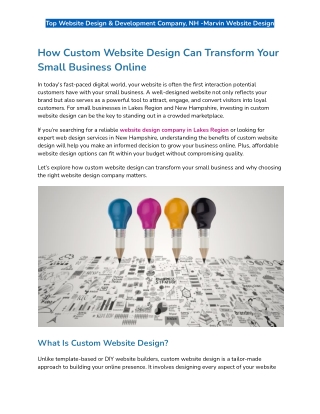 How Custom Website Design Can Transform Your Small Business Online