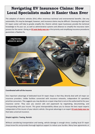 Navigating EV Insurance Claims- How Local Specialists make it Easier than Ever