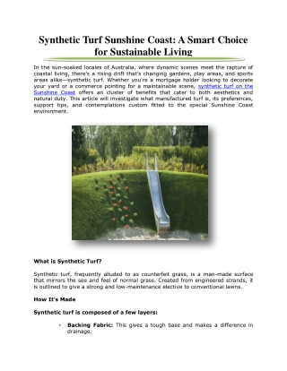 Synthetic Turf Sunshine Coast: A Smart Choice for Sustainable Living