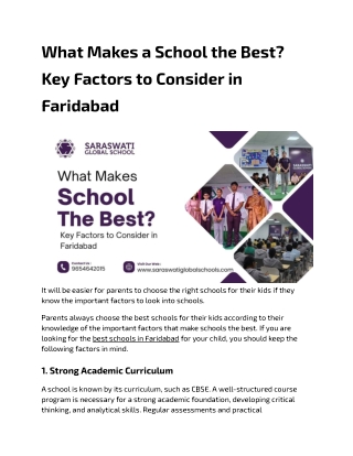 What Makes a School the Best_ Key Factors to Consider in Faridabad