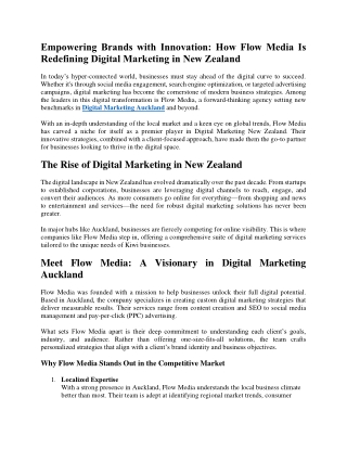 Empowering Brands with Innovation How Flow Media Is Redefining Digital Marketing in New Zealand