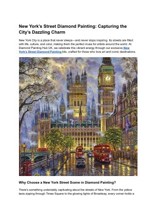 New York’s Street Diamond Painting_ Capturing the City’s Dazzling Charm