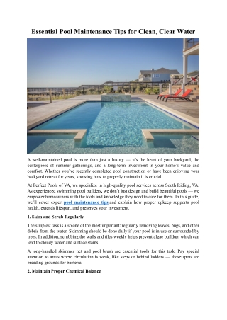 Essential Pool Maintenance Tips for Clean