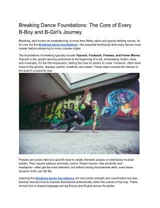 Breaking dance foundations