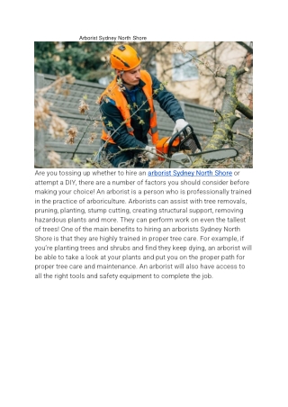 Arborist Sydney North Shore