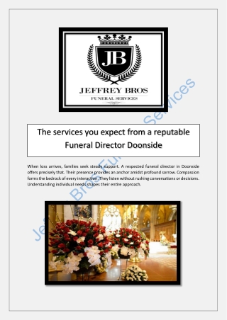 The services you expect from a reputable Funeral Director Doonside