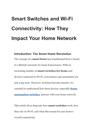 Smart Switches and Wi-Fi Connectivity_ How They Impact Your Home Network