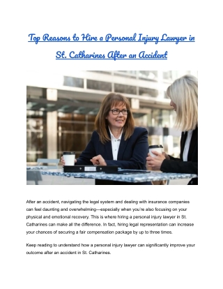 Top Reasons to Hire a Personal Injury Lawyer in St. Catharines After an Accident