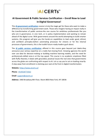 AI Government Certification & Public Services Course – Enroll Now to Lead the Future of Digital Governance!