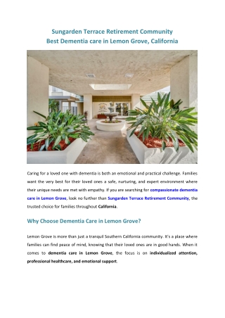 Best Dementia care in Lemon Grove, California