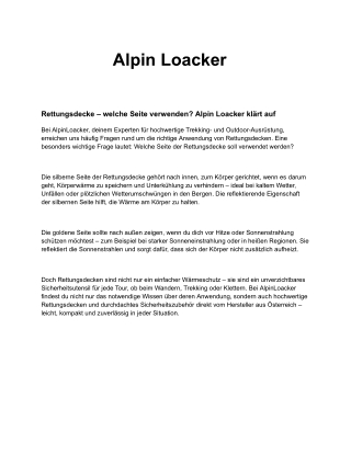 Rettungsdecke – welche Seite verwenden? Alpin Loacker klärt auf