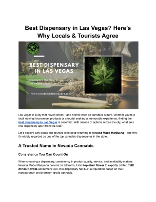 Top Cannabis Dispensary in Vegas: A Complete Guide for Visitors & Locals
