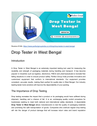 Drop Tester in West Bengal