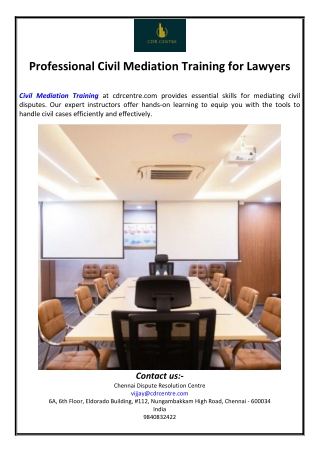 Professional Civil Mediation Training for Lawyers