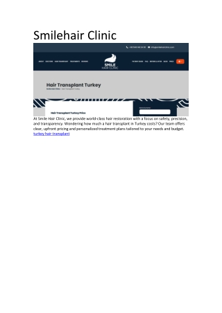 At Smile Hair Clinic, we provide world-class hair restoration with a focus on sa