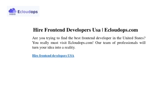 Hire Frontend Developers Usa  Ecloudops.com