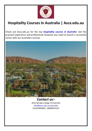 Hospitality Courses In Australia | Asca.edu.au
